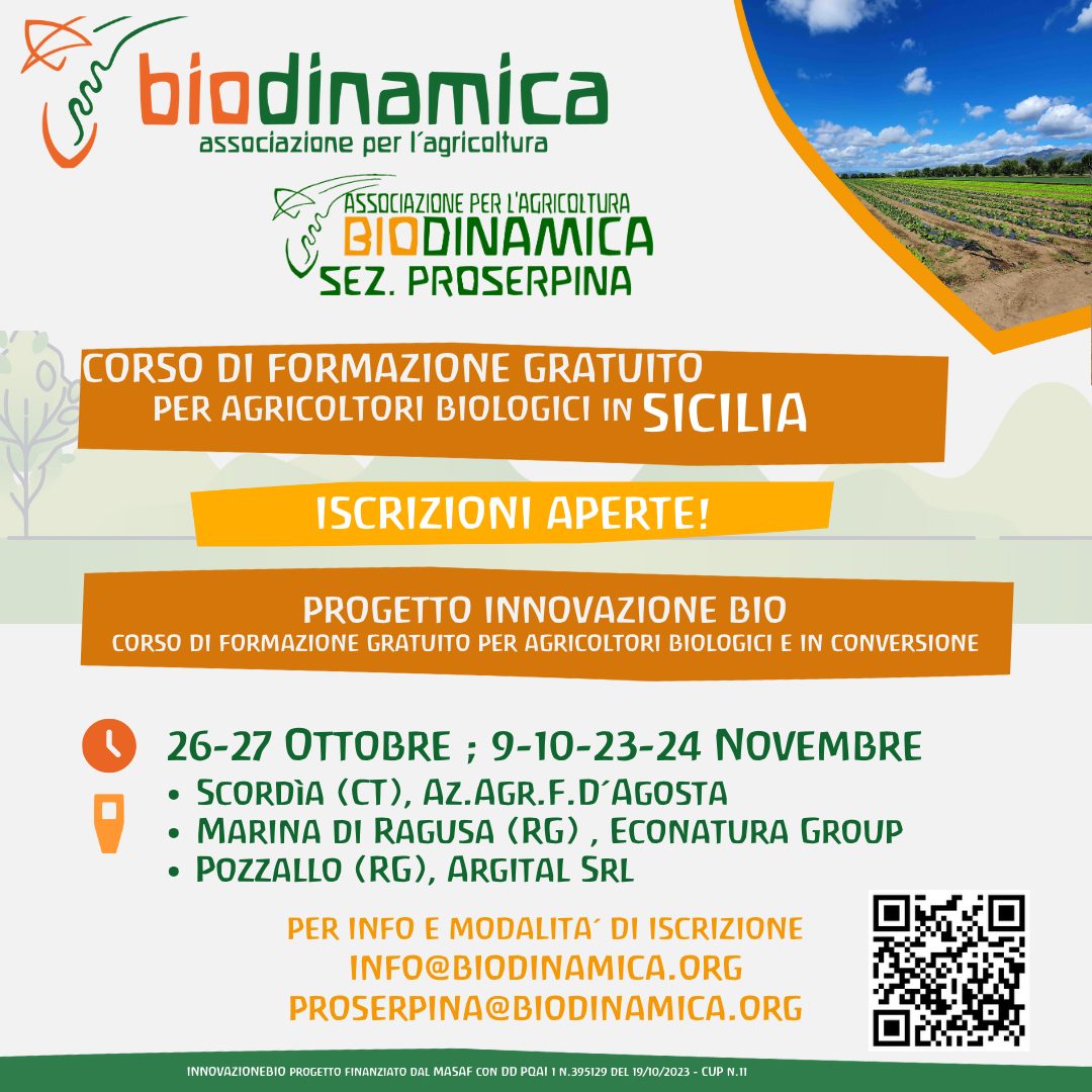 Sezione Proserpina: ecco anche in Sicilia il corso gratuito per agricoltori biologici e in conversione